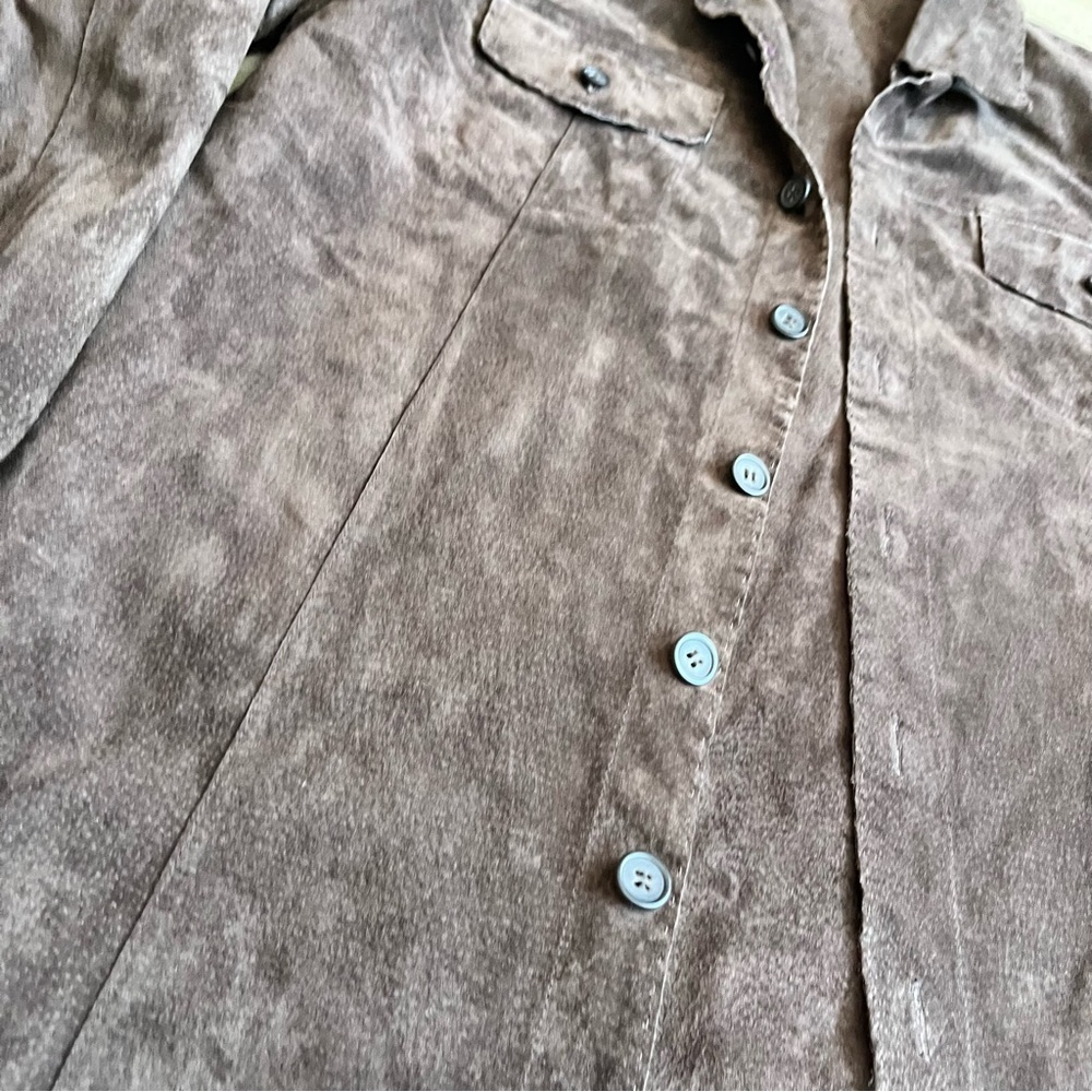 Women's Brown Leather Suede Shirt Jacket Western SZ M 100% Genuine Leather - Picture 2 of 8